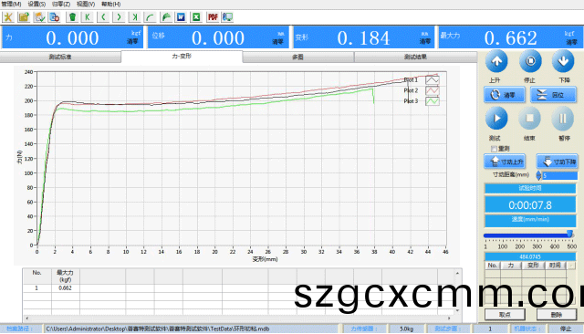 拉力機輭件-主界麵圖
